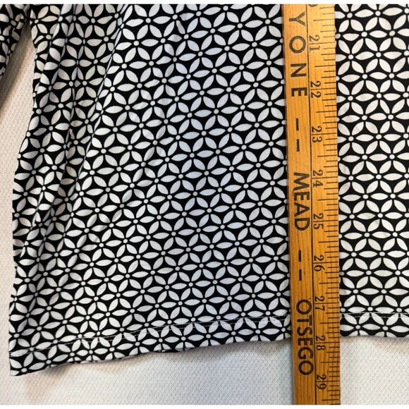 Talbots Womens Long Sleeve Blouse Plus Size 2X Black & White Geometric Pattern - Picture 4 of 9